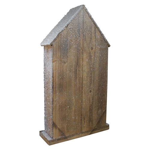 30" Snow-Covered Rustic Wooden House Christmas Tabletop
