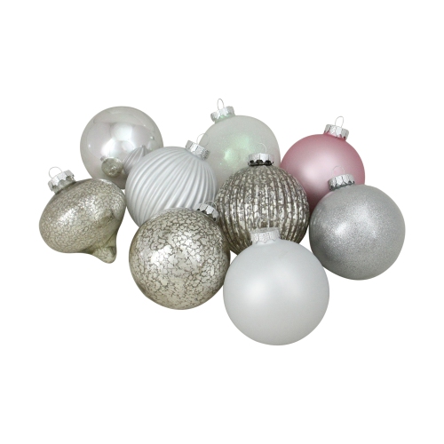 NORTHLIGHT  9Ct 3-Finish Shatterproof Christmas Ball And Onion Ornaments 3.75" (95Mm) In Silver