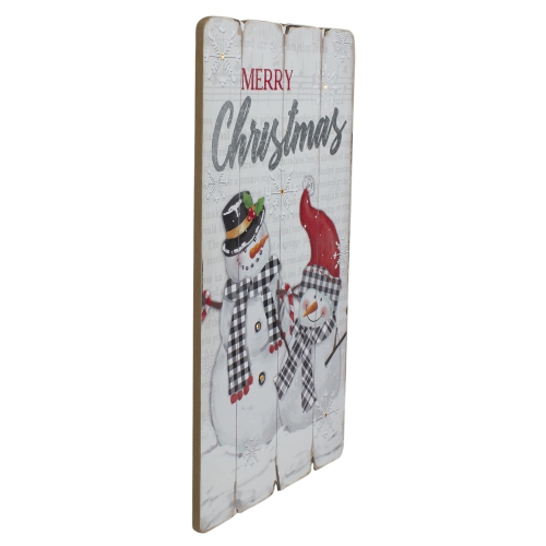 19" Lighted Snowmen 'Merry Christmas' Wall Decor