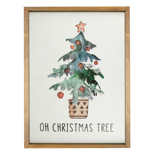 20" Wooden Framed "Oh Christmas Tree" Wall Art Decoration