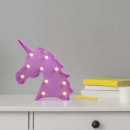 10" LED Lighted Pink Unicorn Marquee Wall Sign