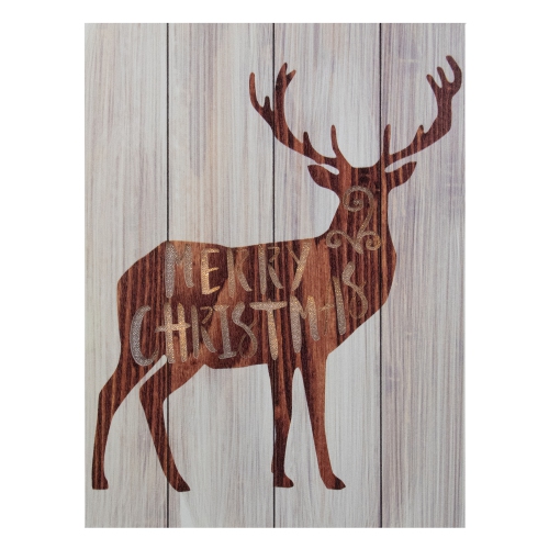 11.75" Brown Reindeer "Merry Christmas" Lighted Wall Plaque