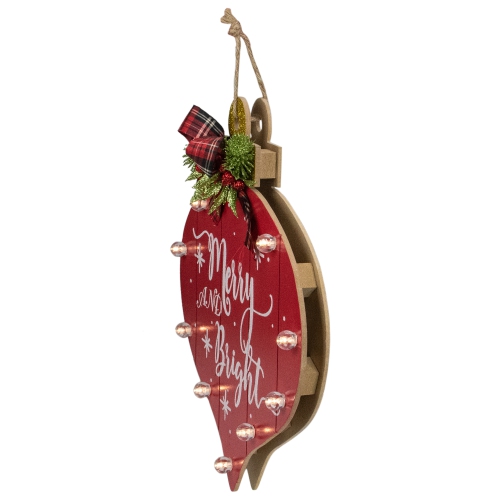 13.75" Red Onion Ornament "Merry And Bright" Christmas Sign