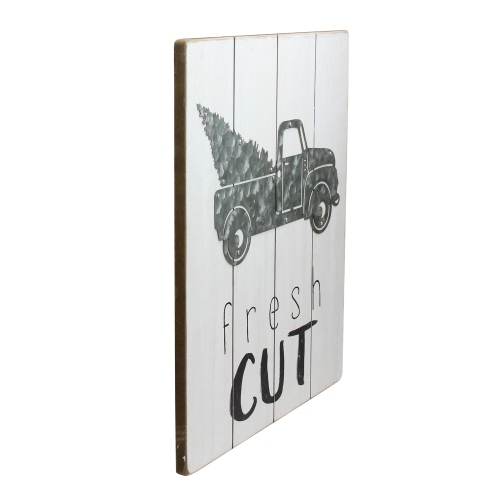 15.75" Gray and Black "fresh CUT" Galvanized Truck Christmas Wall Hanging