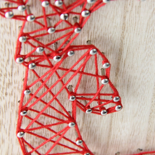 11" Ruby Red "Crazy String" Reindeer Wall Decoration