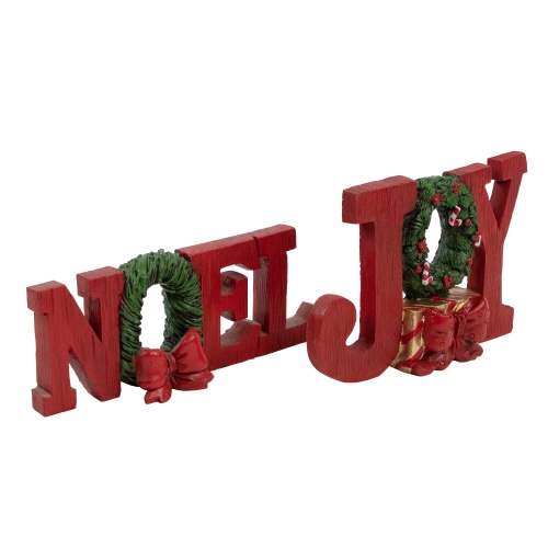 Set of 2 'Noel' and 'Joy' Wreath Christmas Signs