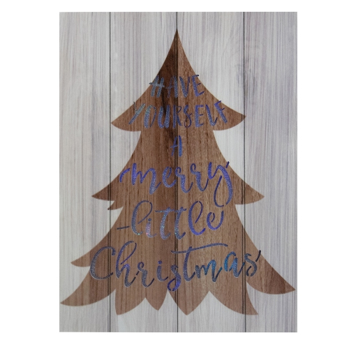 NORTHLIGHT  11.75" Lighted Tree "have Yourself A Merry Little Christmas" Wall Plaque In Brown