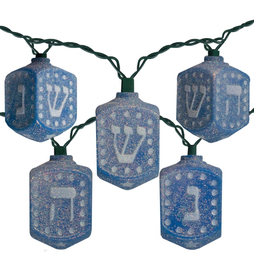 KURT ADLER  10 Count Hanukkah Dreidel Novelty Light Set-Incandescent Lights In Blue