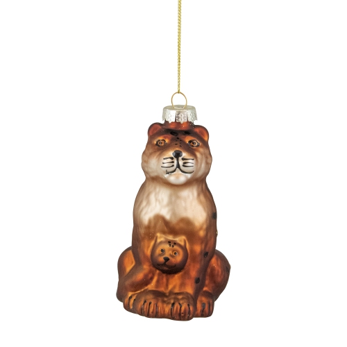 4" Orange and Black Glass Leopard Christmas Ornament