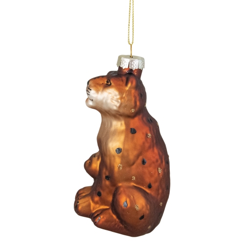 4" Orange and Black Glass Leopard Christmas Ornament