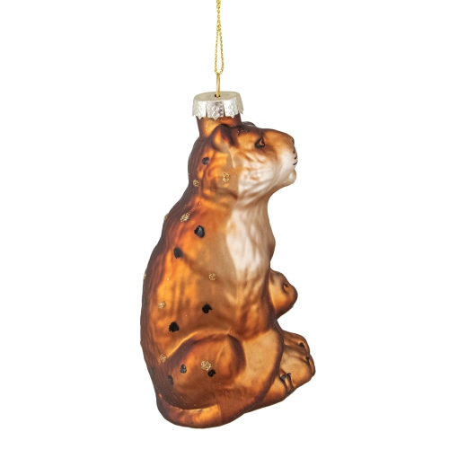 4" Orange and Black Glass Leopard Christmas Ornament