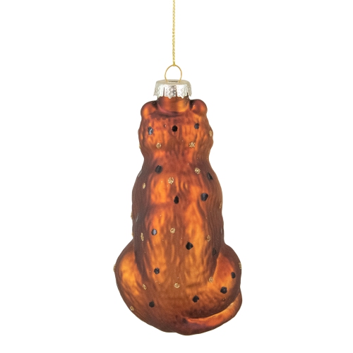 4" Orange and Black Glass Leopard Christmas Ornament