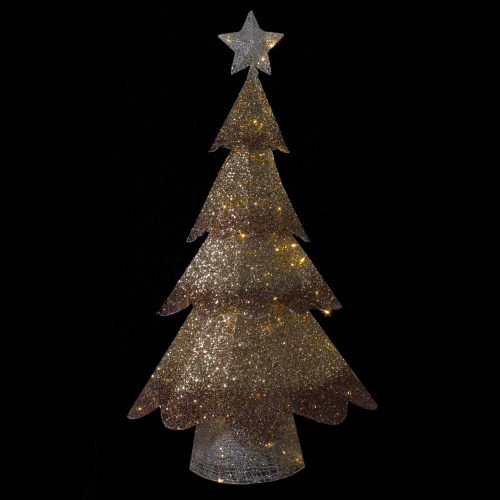 46-Inch LED Lighted Bronze Gold Mesh Christmas Tree Outdoor Decoration