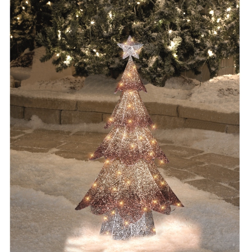 46-Inch LED Lighted Bronze Gold Mesh Christmas Tree Outdoor Decoration