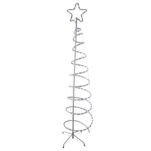 HOFERT  7' Led Spiral Rope Light Tree With Star Tree Topper In White