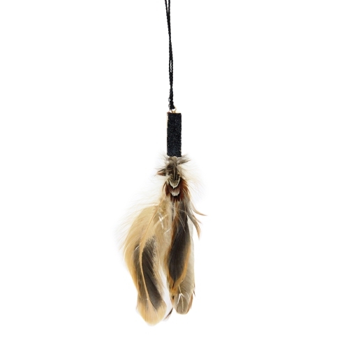 MELROSE  13.5" Black And Unique Stylish Feathered Ornament In Brown