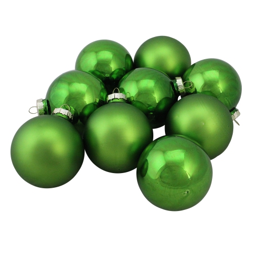 NORTHLIGHT  9Ct Grass Finish Glass Christmas Ball Ornaments 2.5" (65Mm) In Green