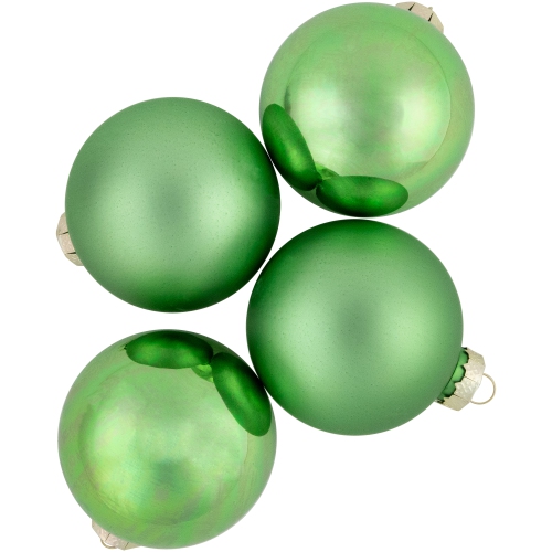 9ct Grass Green Finish Glass Christmas Ball Ornaments 2.5"
