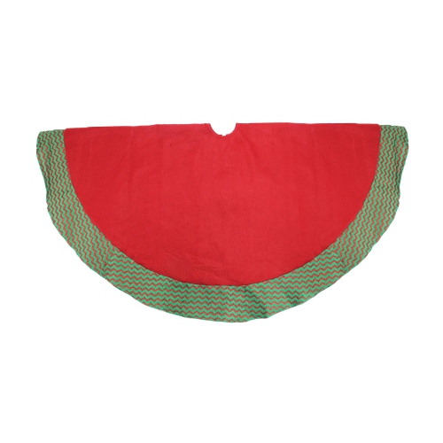 46.5" Red and Green Glittered Chevron Border Christmas Tree Skirt