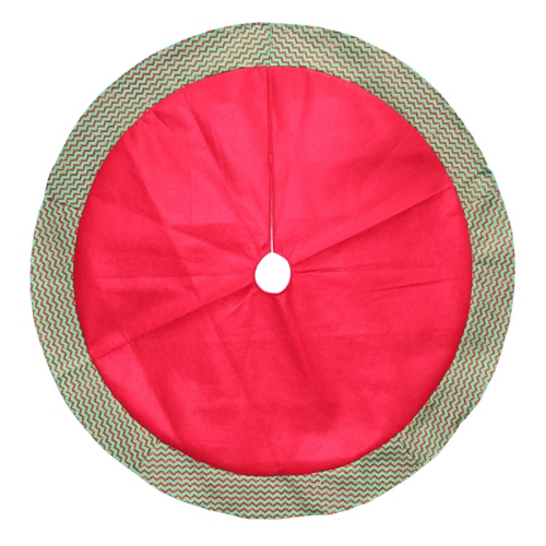46.5" Red and Green Glittered Chevron Border Christmas Tree Skirt