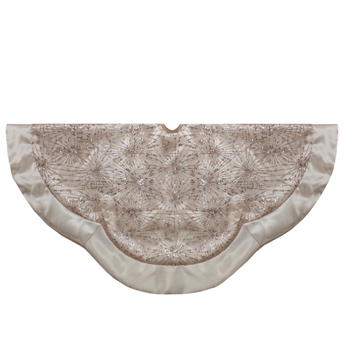 NORTHLIGHT  48-Inch Sequins And Glitter Satin Border Christmas Tree Skirt In Gold