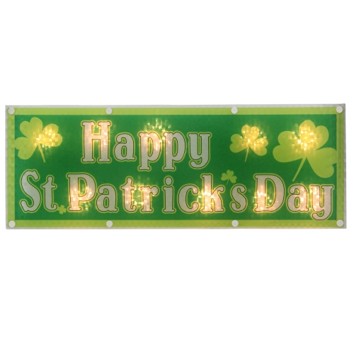 17" Lighted Holographic Happy St.Patrick's Day Window Silhouette Decoration