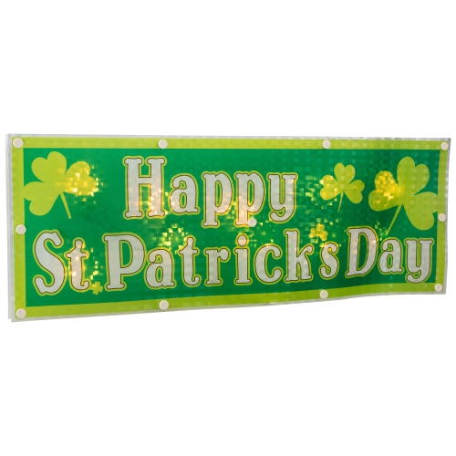 17" Lighted Holographic Happy St.Patrick's Day Window Silhouette Decoration