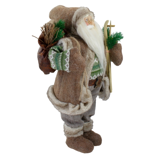 18" Standing Santa Christmas Figure Carrying Presents and Skis