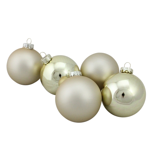 NORTHLIGHT  6Ct Champagne 2-Finish Glass Ball Christmas Ornaments 3.25" (80Mm) In Gold