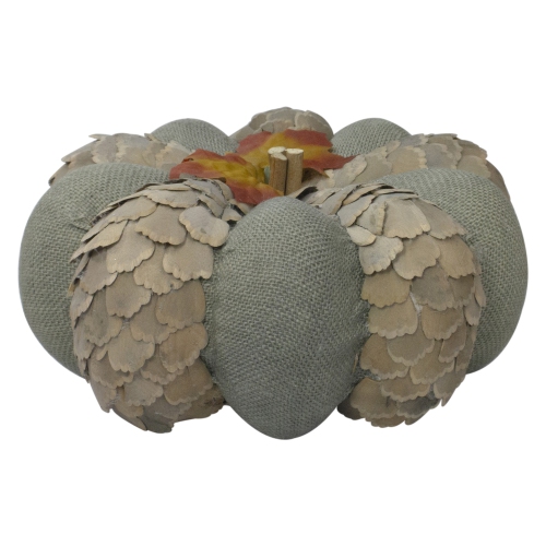 10" Green and Brown Autumn Harvest Tabletop Pumpkin