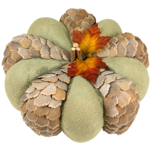 10" Green and Brown Autumn Harvest Tabletop Pumpkin