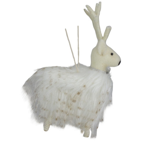 8" White and Beige Reindeer Christmas Ornament