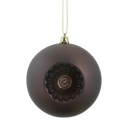 DAK  6Ct Matte Retro Reflector Shatterproof Christmas Ball Ornaments 4" In Brown