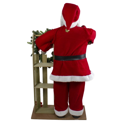 3' Santa Claus Holding a Wooden Sleigh "Welcome" Christmas Sign