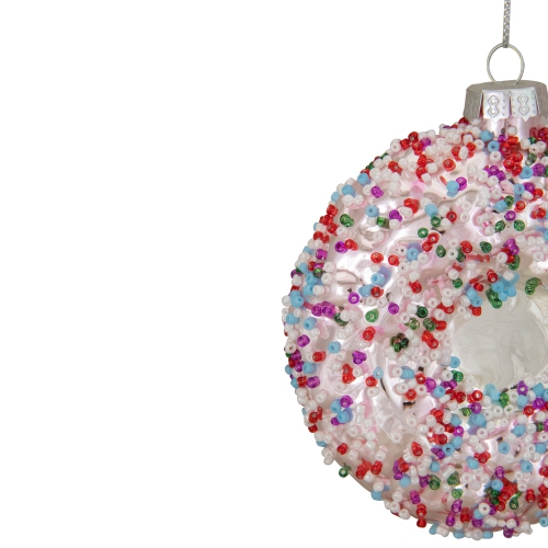 3.5" Pink Doughnut with Sprinkles Glass Christmas Ornament