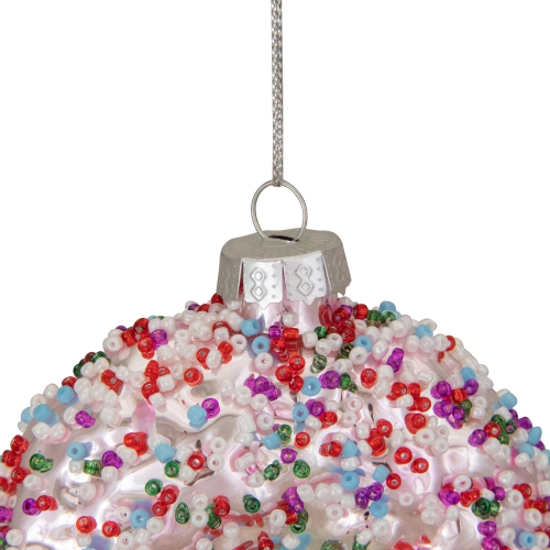 3.5" Pink Doughnut with Sprinkles Glass Christmas Ornament