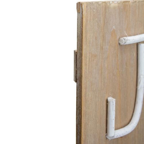 23.75" Vertical Beige Wooden Joy Christmas Sign with Santa's Belt