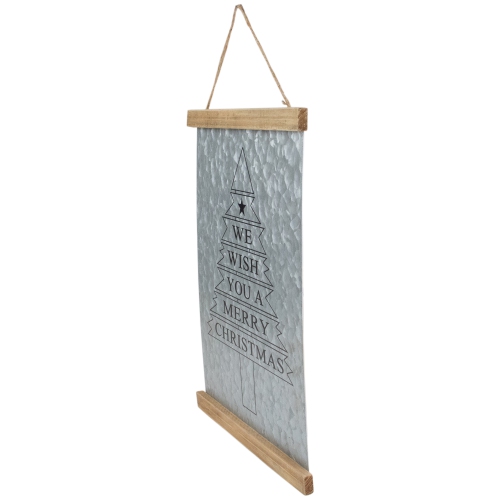 16" We Wish You a Merry Christmas Galvanized Sheet Metal Hanging Wall Sign