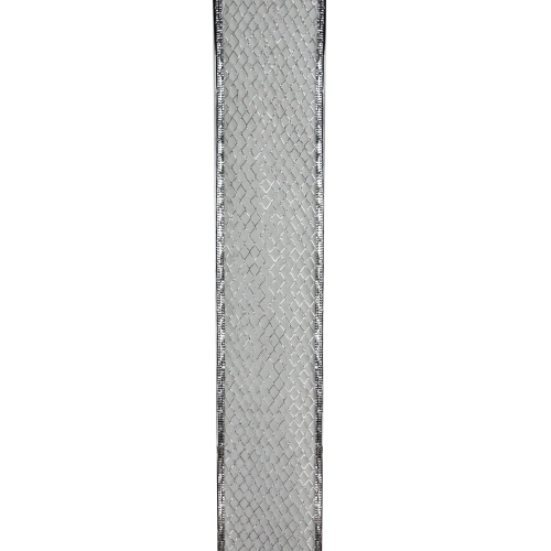 Pack of 12 Glittering Silver Metallic Lattice Christmas Wired Craft Ribbons - 2.5" x 120 Yards
