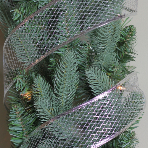 Pack of 12 Glittering Silver Metallic Lattice Christmas Wired Craft Ribbons - 2.5" x 120 Yards