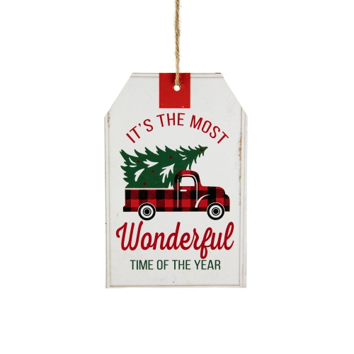 NORTHLIGHT  6" Most Wonderful Time Of The Year Christmas Tag Sign Ornament