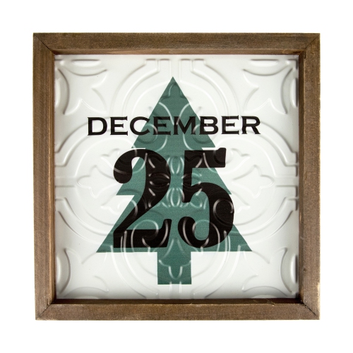 9.75" Framed December 25 Christmas Wall Sign