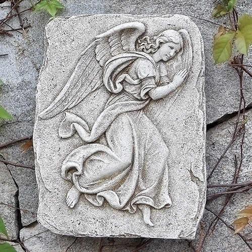 15" Gray and Brown Rightward Facing Angel Outdoor Garden Wall Plaque