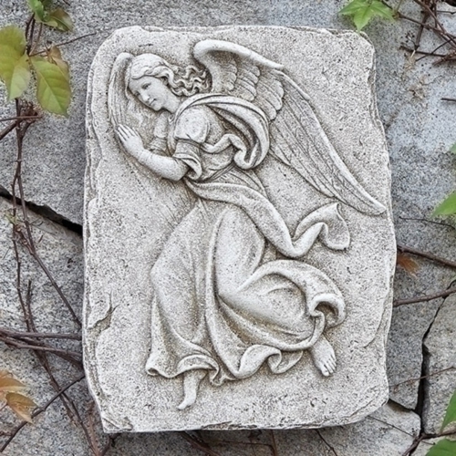 15" Gray and Brown Rightward Facing Angel Outdoor Garden Wall Plaque