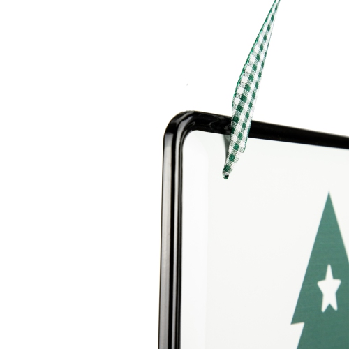8" Merry Christmas Metal Wall Sign with Green Check Ribbon