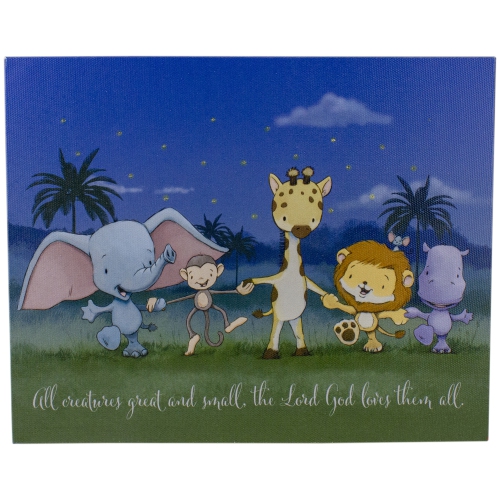 8" LED Lighted "All Creatures" Canvas Wall Art