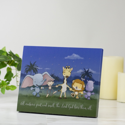 8" LED Lighted "All Creatures" Canvas Wall Art