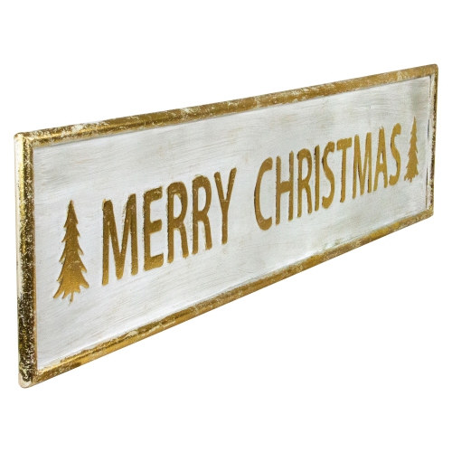 48" Metallic Gold Merry Christmas Metal Wall Sign