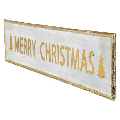 48" Metallic Gold Merry Christmas Metal Wall Sign
