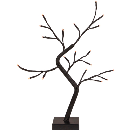 NORTHLIGHT  15" Led Lighted Black Weeping Halloween Twig Tree - Lights In Orange
